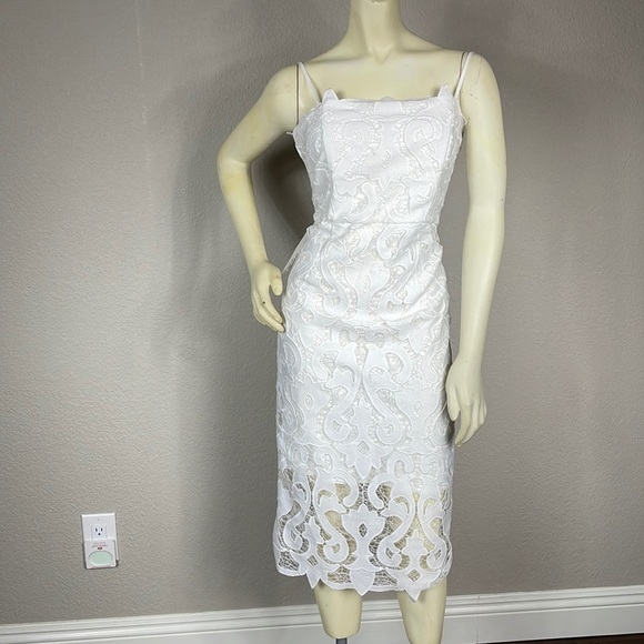 NWT Bardot Lina White Lace Midi Sheath Bridal Cocktail Party Dress Sz 6 - Picture 3 of 11